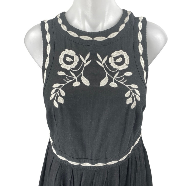 Free People Birds of a Feather Black Floral Embroidered Fit & Flare Mini Dress 4