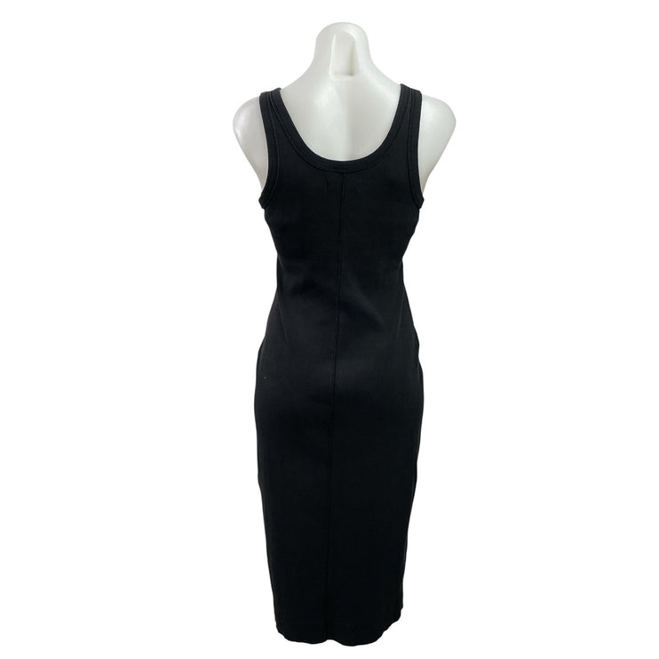 Everlane Black Ribbed Knit Sleeveless Scoop Neck Tank Cami Midi Dress Size S