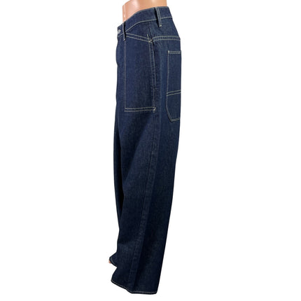 ASOS Women's Blue High Rise Wide Leg Baggy Loose Relaxed Denim Jeans Size 34
