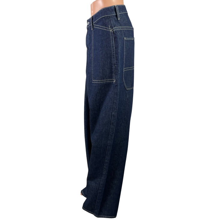 ASOS Women's Blue High Rise Wide Leg Baggy Loose Relaxed Denim Jeans Size 34