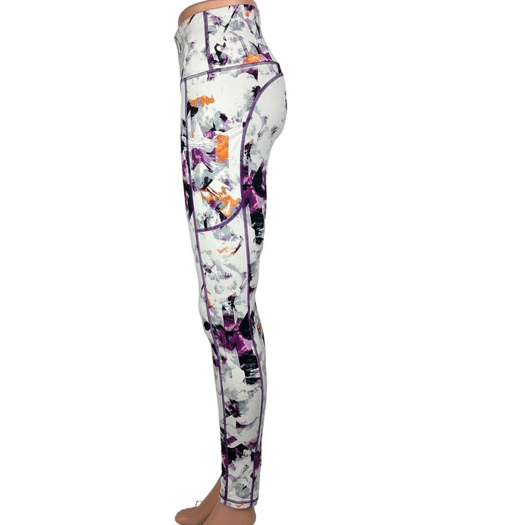 IUGA Pockets Printed Crystal Purple Abstract Print Pocket Yoga Leggings Size S