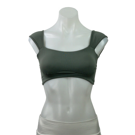 Gymshark Soft Sculpt Green Cap Sleeve Bralette Athletic Sports Bra Crop Top S