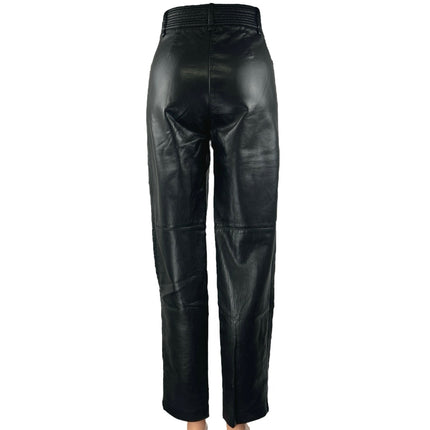 Aritzia Wilfred Black Faux Leather Straight Leg High Waisted Trousers Pants Sz 0