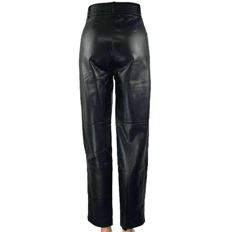 Aritzia Wilfred Black Faux Leather Straight Leg High Waisted Trousers Pants Sz 0