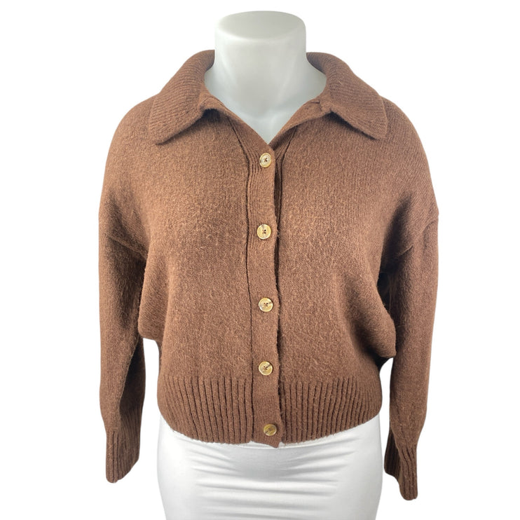 Banana Republic Brown Collared Long Sleeve Button Down Cardigan Sweater Top XL