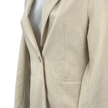H&M Women's Cream Long Sleeve Notch Lapel One Button Blazer Suit Jacket Size XS