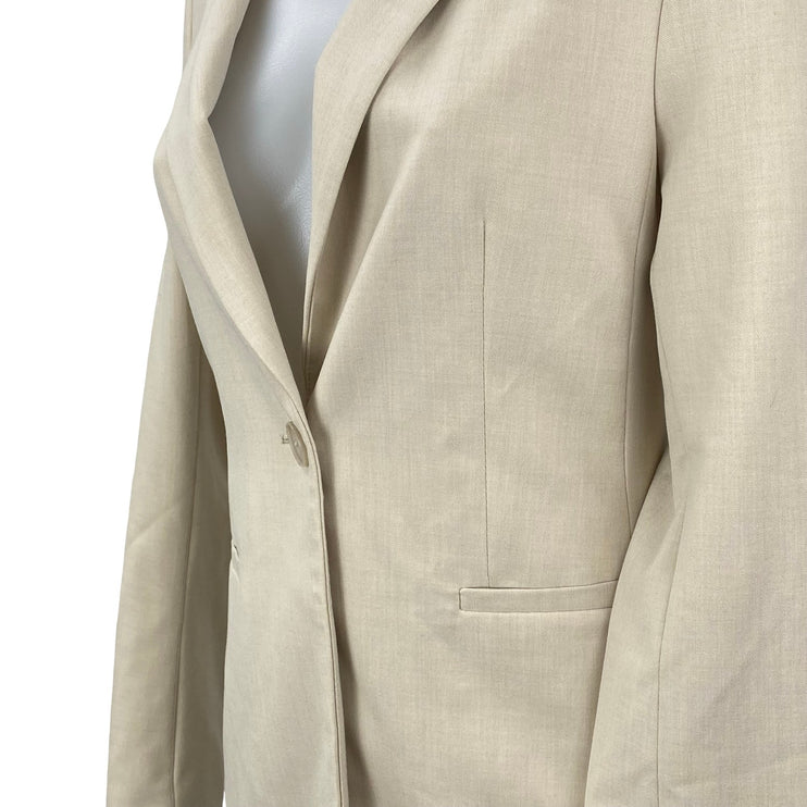 H&M Women's Cream Long Sleeve Notch Lapel One Button Blazer Suit Jacket Size XS