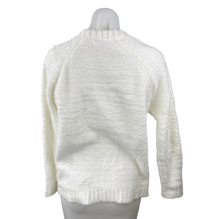 Merry Christmas by Poof White Gnomes Fleece Sequin Long Sleeve Sweater Top Sz M