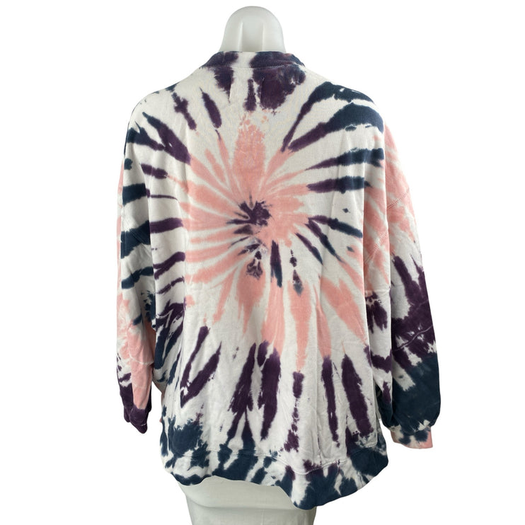 Electric & Rose Womens Multicolor Long Sleeve Tie Dye Crew Neck Sweatshirt Top S
