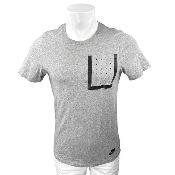Nike Bonded Pocket Men's Gray Cotton Short Sleeve Crew Neck Tee T-Shirt Top Sz S