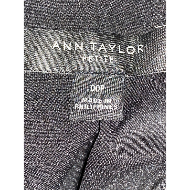Ann Taylor Women's Black Collarless Long Sleeve Cutaway Blazer Coat Jacket 00P