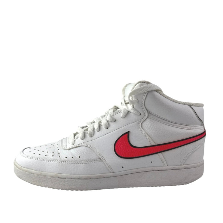 Nike Court Vision Women's White Red Leather Lace Up Mid Top Athletic Sneakers 10