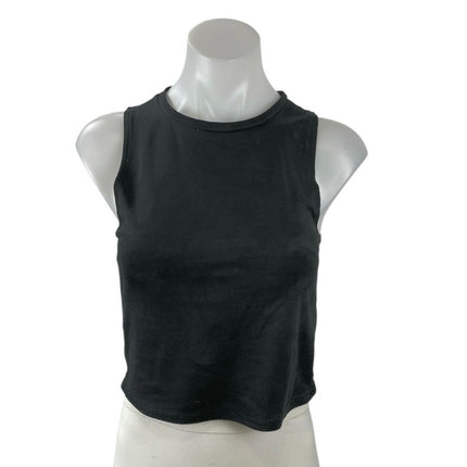 Zara Women's Black High Neck Sleeveless Zip Back Crop Muscle Tee Tank Top Size S
