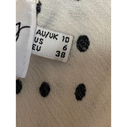 Polly Women's White Black Polka Dots Short Sleeve Cardigan Tie Crop Top Size 6
