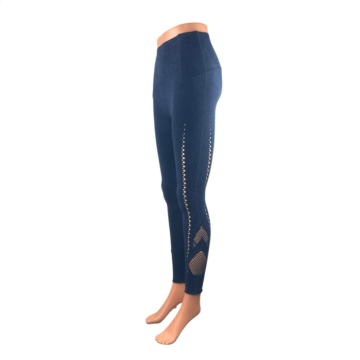 Free People Movement Running Through My Mind Blue Yoga Leggings Pants Size S