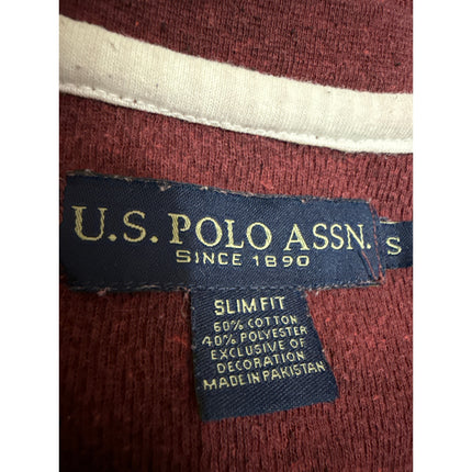 U.S Polo Assn. Men's Red Slim Fit Henley Long Sleeve Sweatshirt Sweater Top Sz S