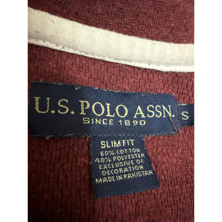 U.S Polo Assn. Men's Red Slim Fit Henley Long Sleeve Sweatshirt Sweater Top Sz S