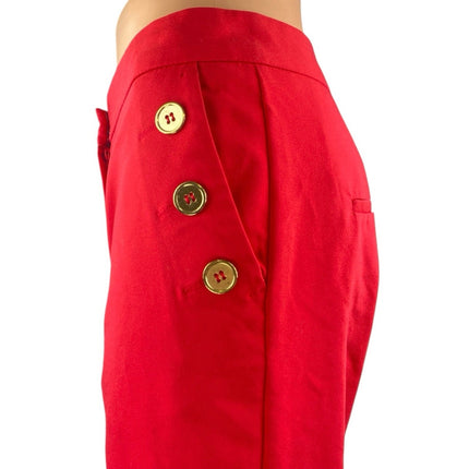 MNG Mango Women's Red High Waisted Tapered Leg Cropped Trousers Pants Size 4
