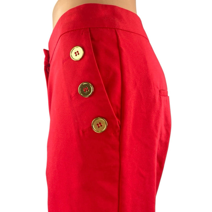 MNG Mango Women's Red High Waisted Tapered Leg Cropped Trousers Pants Size 4