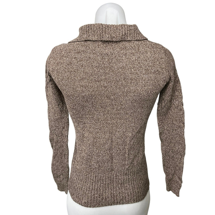 Play C. Charlotte Ronson Womens Brown Polo Collared Pullover Sweater Top Size XS