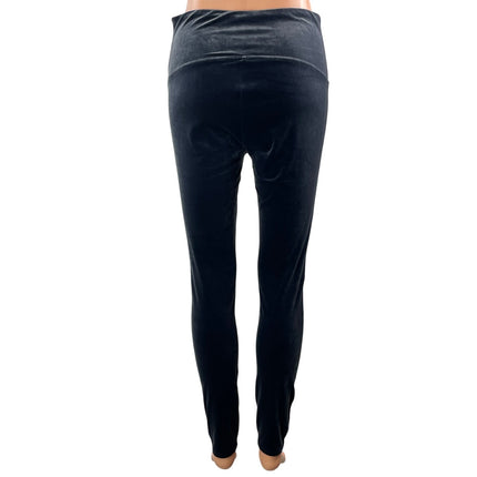 Spanx Women's Black Velvet Velout Pull On High Rise Yoga Leggings Pants Size L