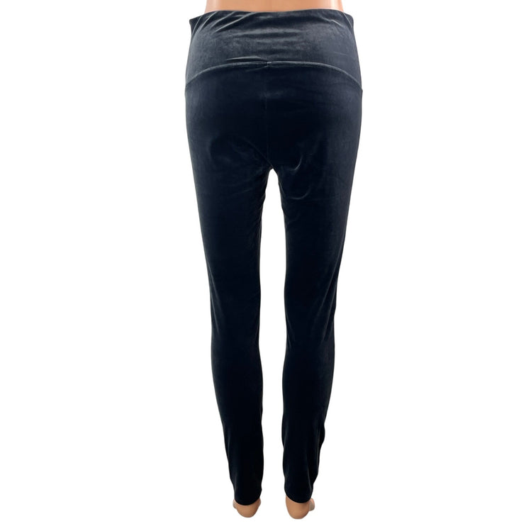 Spanx Women's Black Velvet Velout Pull On High Rise Yoga Leggings Pants Size L