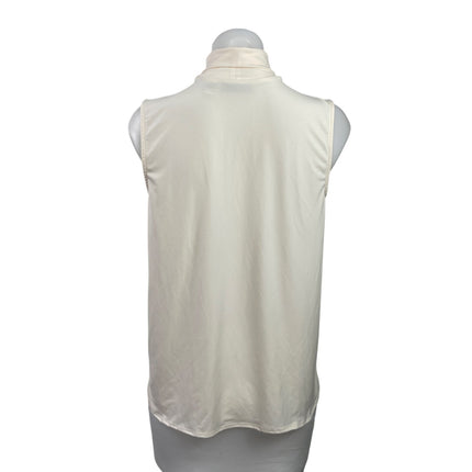 Susan Graver Women's Cream Sleeveless Mock Neck Pleated Soft Blouse Top Size XXS