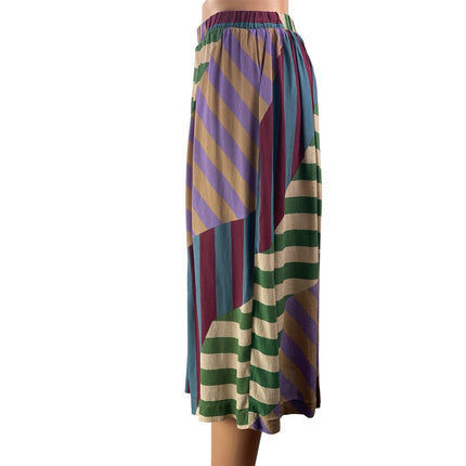 OBUS Women's Multicolor Abstract Geometric Patchwork Elastic Waist Midi Skirts 2