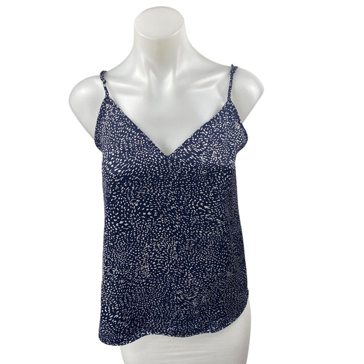 Aritzia Babaton Navy Blue White Printed Sleeveless V Neck Cami Tank Top Size XS