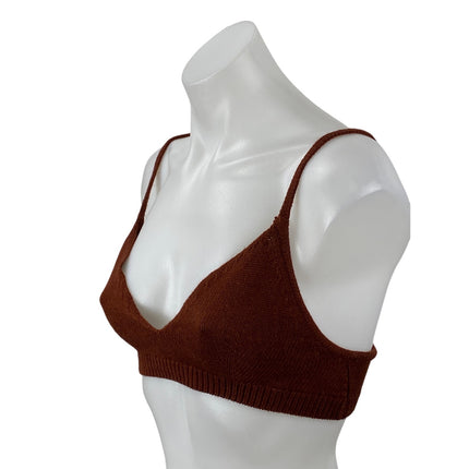 NEW WeWoreWhat Chestnut Brown Sleeveless Knit Sweater Brami Bra Top Size S
