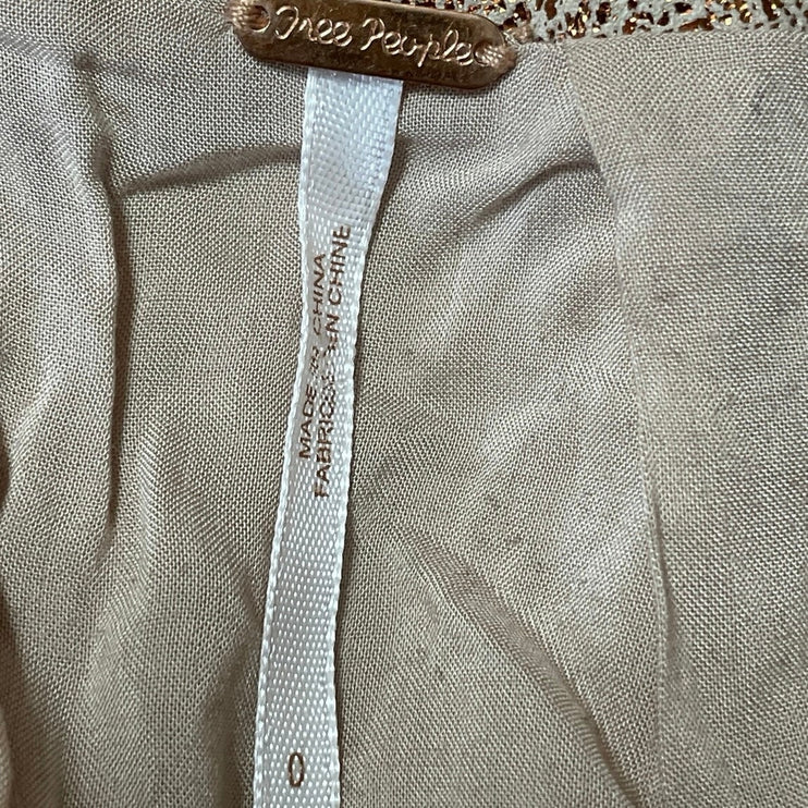 Free People Women's Gold Metallic High Waisted Zip Pencil Mini Skirt Size 0