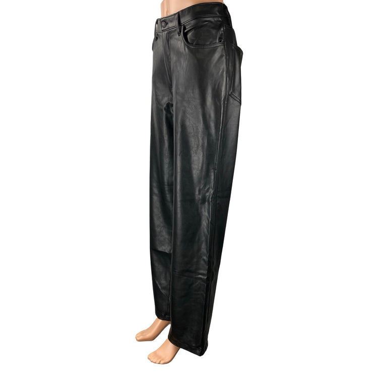 Abercrombie & Fitch 90s The Relaxed Black Faux Leather Vegan Trousers Pants 12