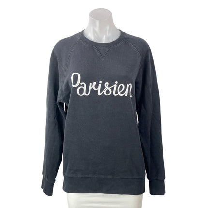 Maison Katsune Women's Black Parisien Long Sleeve Crewneck Pullover Sweatshirt M