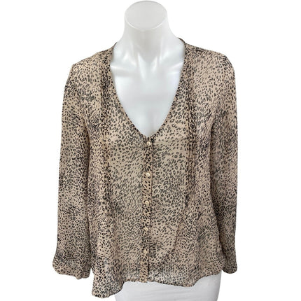 Urban Outfitters Pins & Needles Beige Leopard Long Sleeve Button Up Shirt Top S