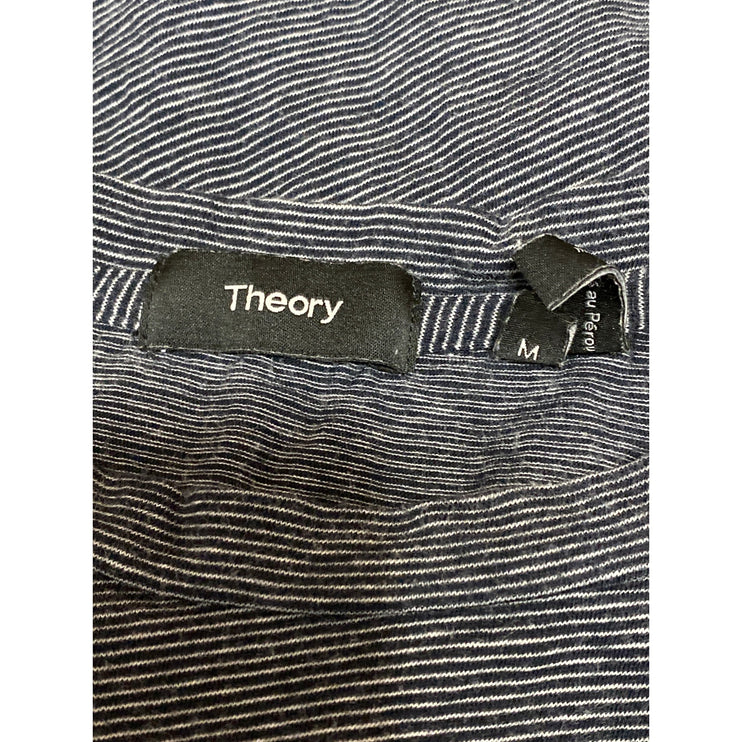 Theory Men's Black Striped Short Sleeve Crew Neck Basic T Shirt Tee Top Size M