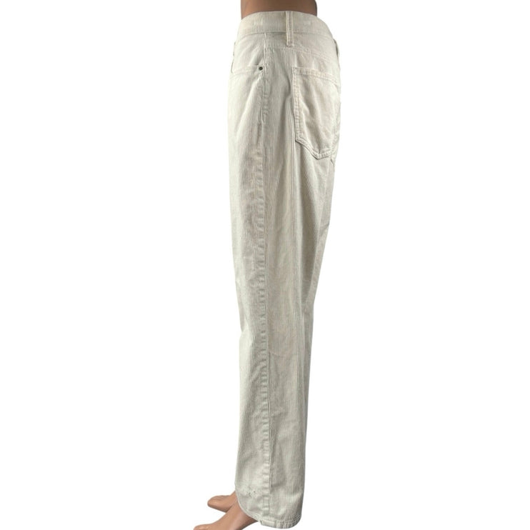 Ann Taylor Easy Straight White Corduroy High Waist Wide Leg Trousers Pants Sz 10