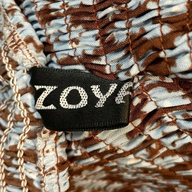 Zoya Brown Floral Shirred Long Balloon Sleeve Smocked Tiered A Line Maxi Dress 2