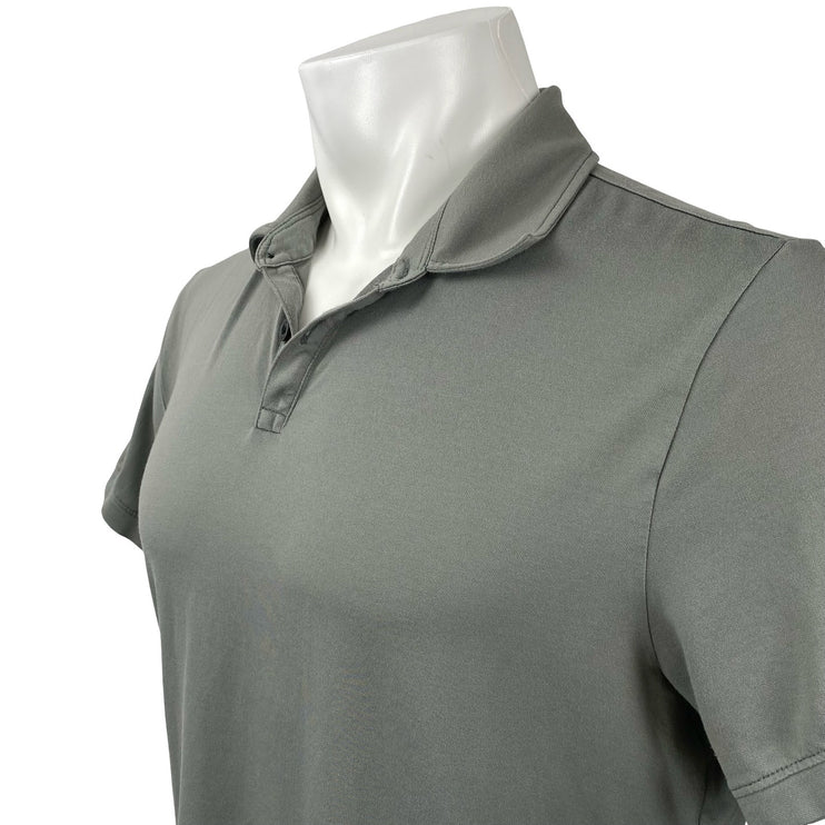 CUTS Men's Gray Curve-Hem Short Sleeve Golf Casual Cotton Polo Shirt Top Size L