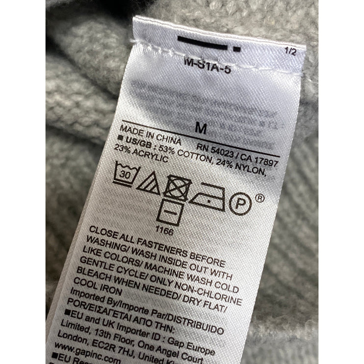 Gap Women's Gray Long Sleeve Knit Full Zip Hoodie Hooded Sweater Top Size M