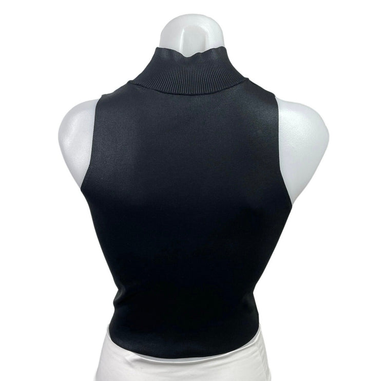 Zara Women's Black Rib Knit Sleeveless Turtle Neck Sweater Crop Tank Top Size S