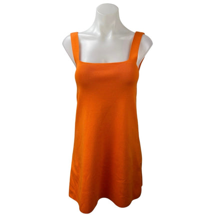 Zara Women's Orange Knit Sleeveless Square Neck Mini A-Line Tank Dress Size S