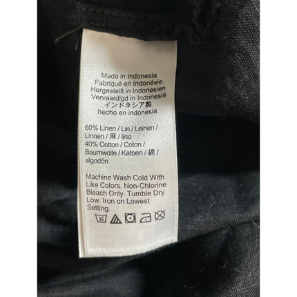 J.Crew Black Linen Long Sleeve Relaxed Button Down Mini Beach Shirt Dress Sz M
