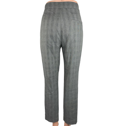 Zara Gray Plaid Ruffle Pockets High Rise Straight Leg Crop Ankle Trouser Pants M