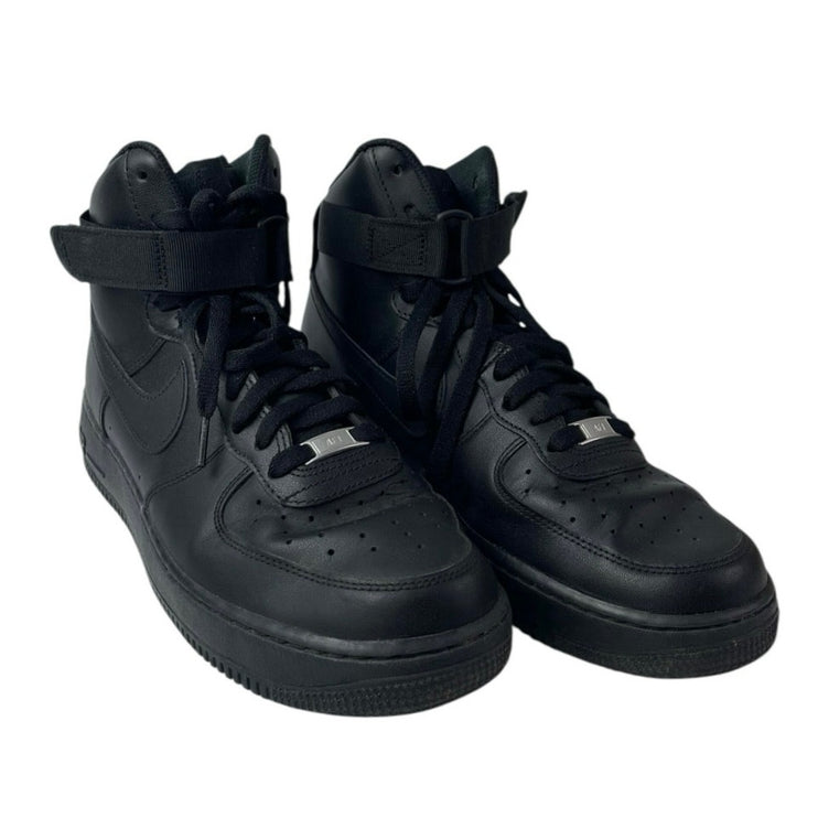 Nike Air Force 1 Black Leather High Top Round Toe Athletic Sneakers Shoes Sz 11