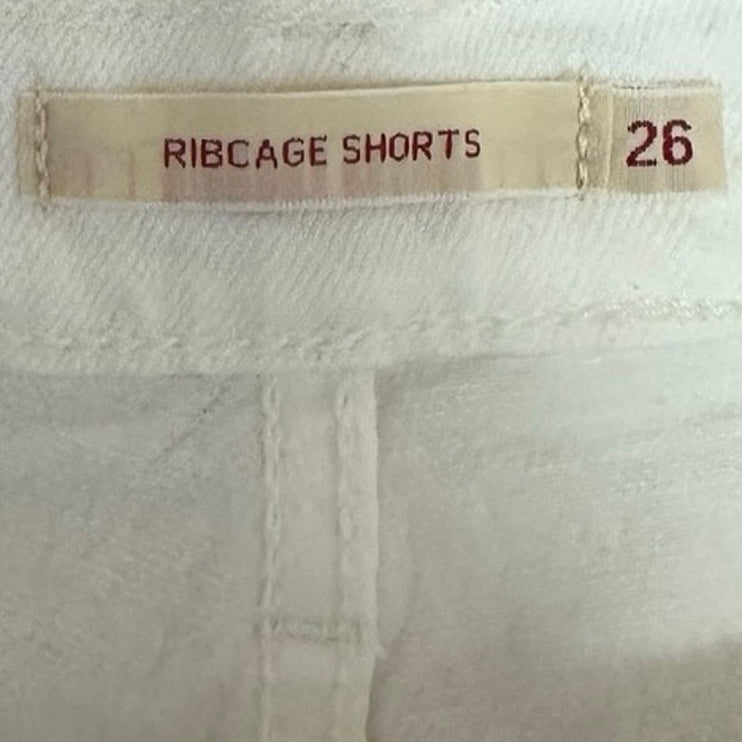 Levi’s White Ribcage High Rise Cutoff Distressed Casual Denim Jean Short Size 26