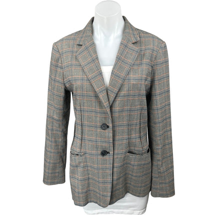 Chelsea28 Women's Gray Plaid Tartan Long Sleeve Blazer Coat Suit Jacket Size M