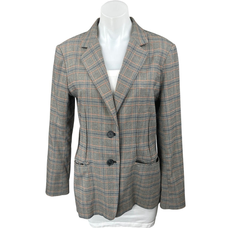 Chelsea28 Women's Gray Plaid Tartan Long Sleeve Blazer Coat Suit Jacket Size M