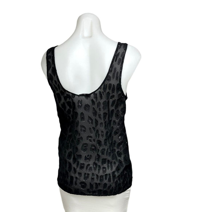 Equipment $158 Kaylen Black Silk Animal Leopard Print Sleeveless Tank Top Sz XS