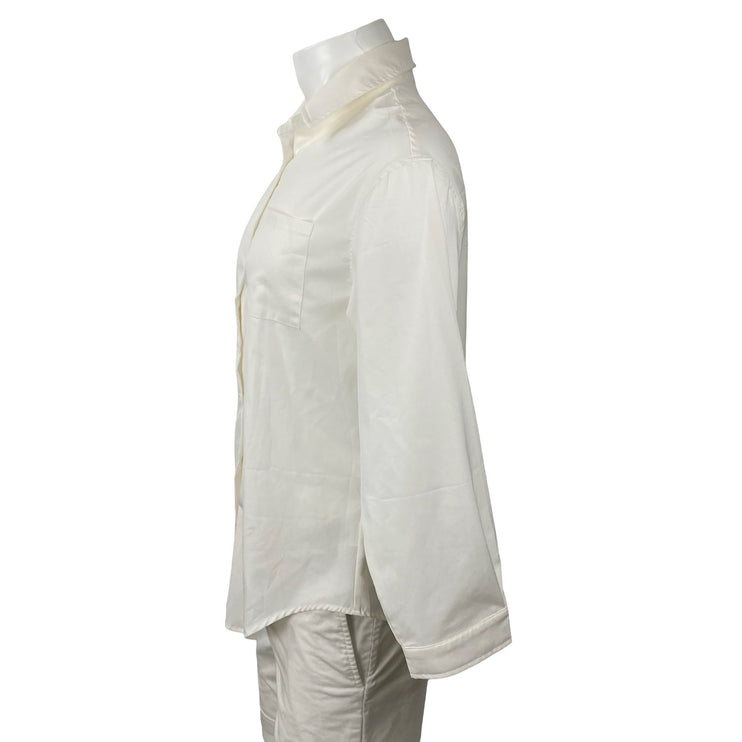 It Men's White Collared Long Sleeve Chest Pocket Casual Button Down Shirt Top S