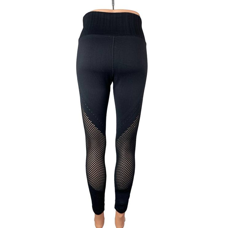 Athleta Women's Black Mesh Fishnet High Rise Yoga Athletic Leggins Pants Size S